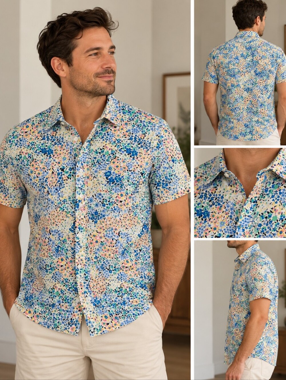 J.Crew Men’s Large Flex Washed Slim Fit Floral Short Sleeve Shirt